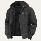 Herren Jacke Fleecefutter Kapuze Reißverschluss Relaxed Fit