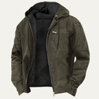 Herren Jacke Fleecefutter Kapuze Reißverschluss Relaxed Fit