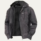 Herren Jacke Fleecefutter Kapuze Reißverschluss Relaxed Fit