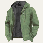 Herren Jacke Fleecefutter Kapuze Reißverschluss Relaxed Fit