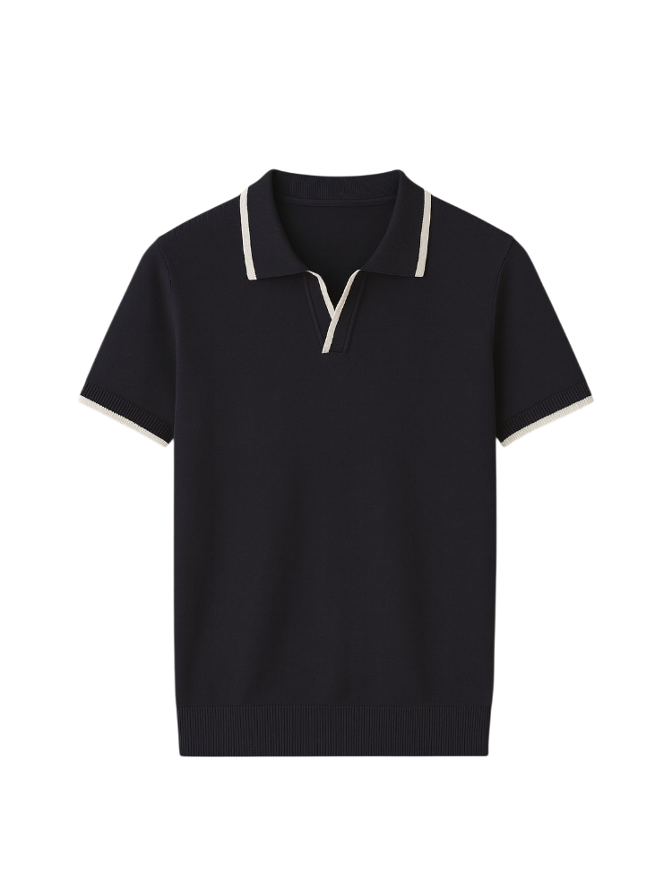 Herren-Baumwoll-Poloshirt – Slim Fit Kurzarm-Polo mit Kontrastbesatz