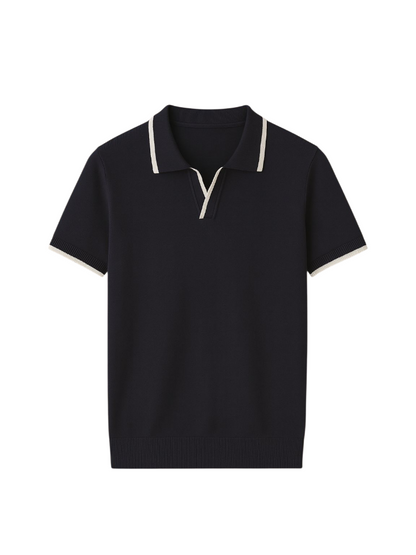 Herren-Baumwoll-Poloshirt – Slim Fit Kurzarm-Polo mit Kontrastbesatz