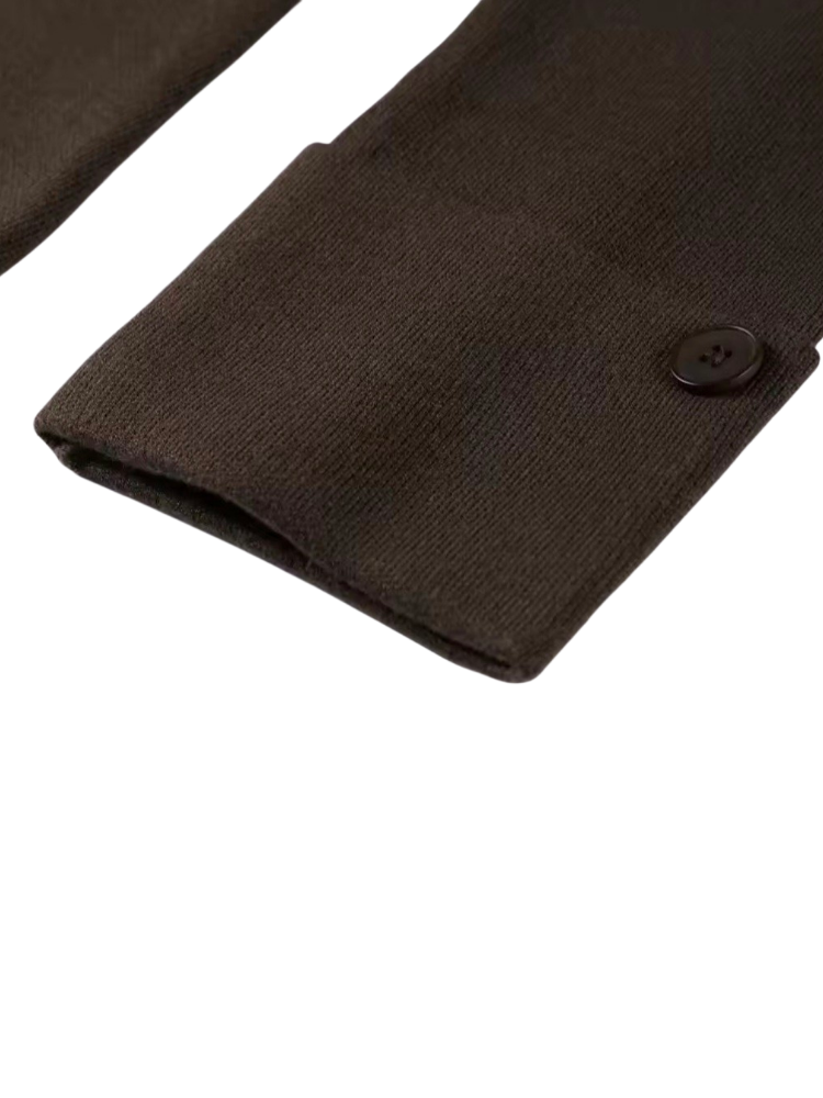 Brauner Strickcardigan mit V-Ausschnitt und Regular Fit