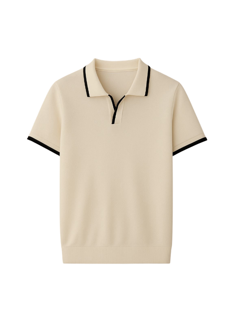 Herren-Baumwoll-Poloshirt – Slim Fit Kurzarm-Polo mit Kontrastbesatz