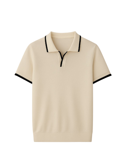 Herren-Baumwoll-Poloshirt – Slim Fit Kurzarm-Polo mit Kontrastbesatz