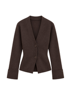 Brauner Strickcardigan mit V-Ausschnitt und Regular Fit